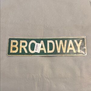 Green and Gold Broadway Street Sign
